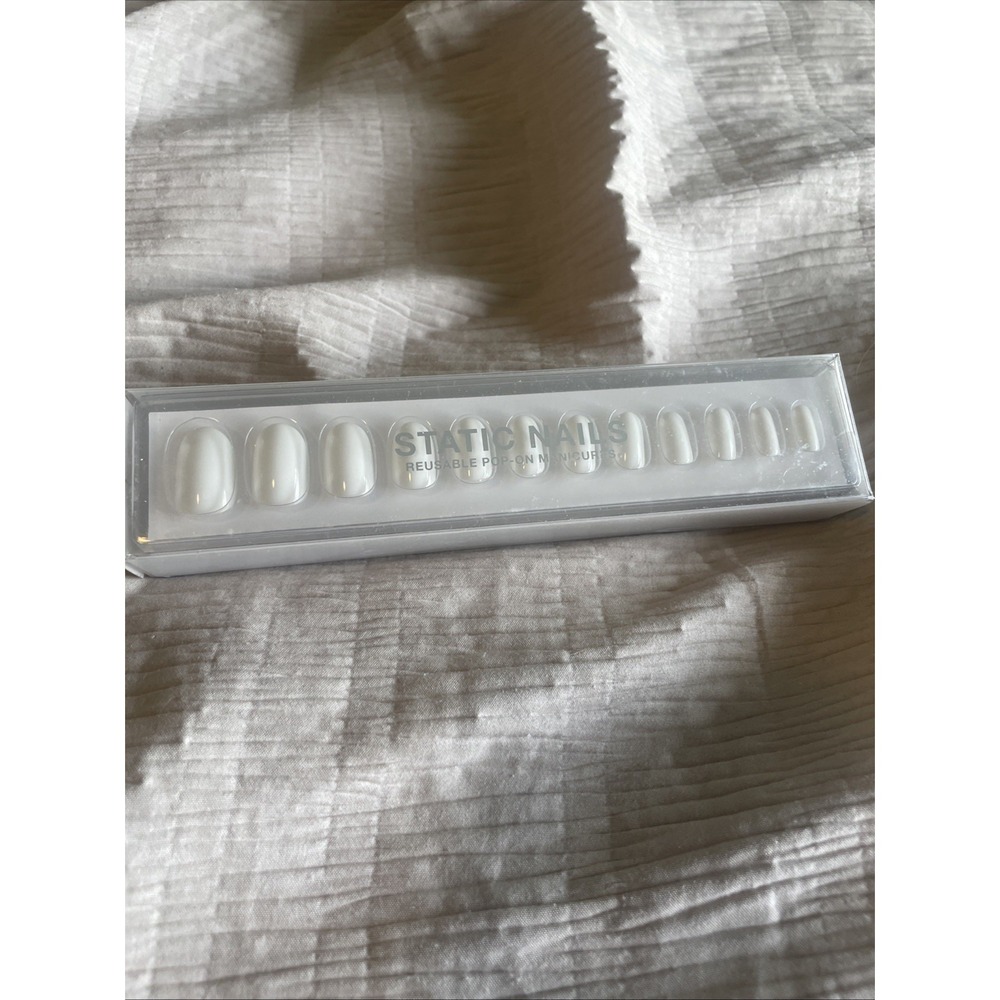 Static Nails Reusable Pop On Nails‎ White Round NEW
